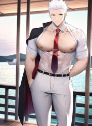 1boy ai_generated archer_(fate) bara emiya_shirou fate_(series) gay nai_diffusion stable_diffusion