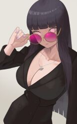 1girls adjusting_eyewear adjusting_glasses adjusting_sunglasses big_breasts blue_hair breasts_out breasts_outside bust-waist_contrast busty cleavage coat female female_focus female_only flat_belly fully_clothed hi_res highres hyuuga_hinata inframammary_clothing_crease inner_sideboob jacket jewelry large_breasts light-skinned_female light_skin lips lipstick long_hair looking_at_viewer looking_over_eyewear looking_over_glasses looking_over_sunglasses n3fv7kqw nail_polish naruto naruto:_the_last naruto_(series) naruto_shippuden necklace painted_nails pale-skinned_female pale_skin pink-tinted_eyewear pink_eyes pink_lips pink_lipstick pinup pose posing presenting_breasts purple_nail_polish purple_nails shounen_jump skimpy skimpy_clothes solo solo_female solo_focus standing sunglasses teenager tight_clothing tinted_eyewear voluptuous