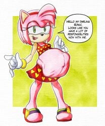 after_vore amy_rose anthro belly big_belly dialogue duo female female_pred hi_res killboo male male/female oral_vore same_size_vore sega sonic_(series) sonic_the_hedgehog_(series) speech_bubble stomach_bulge tails vore