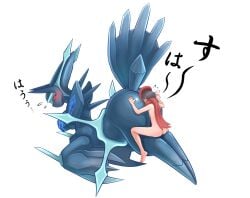 >_< ambiguous_gender ass big_butt blush closed_eyes clothing dialga dialga_(origin_form) digital_drawing_(artwork) digital_media_(artwork) duo elonga embrace facesitting feral generation_4_pokemon hat headgear headwear human human_on_feral interspecies japanese_text leaning leaning_forward legendary_pokemon male male/ambiguous male_on_feral mammal narrowed_eyes nintendo nude origin_forme_dialga pokemon pokemon_(species) pokemon_legends:_arceus pokephilia presenting presenting_hindquarters rei_(pokemon) scarf sex simple_background text thigh_sex translation_request video_games white_background zoophilia