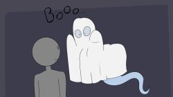 1boy 1girls bedsheet_ghost comic_panel female ghost ghost_costume ghost_girl human jaiden jaiden_animations male muffintop text youtube youtuber