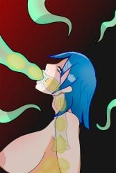 big_breasts blacksoil blowjob blue_hair deepthroat egg_implantation egg_in_throat eggs eggs_in_stomach oral_egg_implantation oral_oviposition oviposition tentacle x-ray