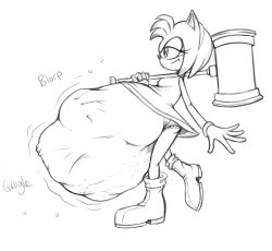 after_vore amy_rose anthro belly big_belly clothing dress duo female female_pred hi_res killboo oral_vore panties same_size_vore sega sonic_(series) sonic_the_hedgehog_(series) stomach_bulge vore