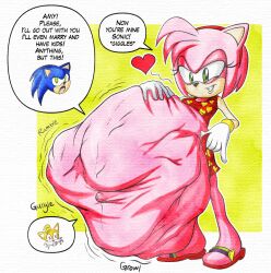 after_vore amy_rose anthro belly big_belly clothing dialogue female female_pred group hi_res killboo male male/female medium_breasts oral_vore same_size_vore sega sonic_(series) sonic_the_hedgehog sonic_the_hedgehog_(series) speech_bubble stomach_bulge tails trio vore