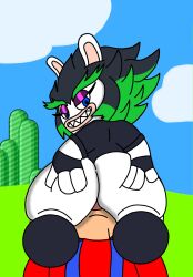 anthro big_ass big_butt cunnilingus eating_pussy edge_(mario_+_rabbids) fingerless_gloves grabbing_ass grabbing_own_ass mario mario_(series) mario_+_rabbids mario_+_rabbids:_sparks_of_hope nintendo rabbid raving_rabbids self_upload sharp_teeth spiky_hair ubisoft underlewded