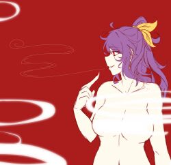 absurdres female highres komakusa_sannyo nude purple_hair red_eyes tomori_yukari touhou yellow_headwear