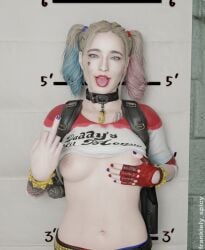 3d belly belly_button blender blonde_female blonde_hair blonde_hair_female blue_eyes celebrity dc dyed_hair flashing flashing_breasts frankiely_spicy harley_quinn harley_quinn_(margot_robbie) margot_robbie mugshot naked naked_female navel nude nude_female painted_fingernails painted_nails purple_nails smile smiling smiling_at_viewer suicide_squad suicide_squad_(2016) tattoo tattoo_on_arm tattoo_on_chest tattoo_on_face tattooed_arm tattoos tease teasing teasing_viewer tongue tongue_out twintails