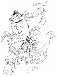 2001 anal anal_sex collar ferris furry furry_only male monochrome navel no_humans nude oral penetration penis rape sketch solo tentacle year