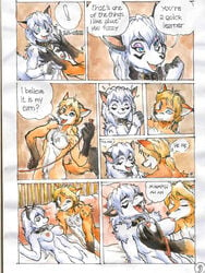 anthro bed breast_sucking breasts canine chest_tuft collar comic female furry grope kit_airheart leash leash_training male mariano nipples nude penis straight tobias