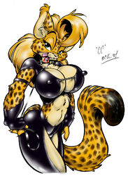 1990s 1998 20th_century anthro big_breasts breasts cheetah chesty_cheetah_(character) collar feline female ferris fur furry leash leather solo