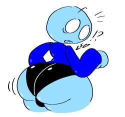 balls_bulge big_ass big_butt blue_body fat_ass fat_butt femboy looking_at_own_ass looking_at_own_butt looking_back oc shocked sona tight_panties tight_underwear twitter_user_oc
