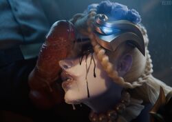 1boy 3d after_fellatio artist_name black_eyes black_eyeshadow blender_(medium) blonde_hair braid close-up commentary cum cum_in_mouth cum_on_body cum_on_penis english_commentary erection eyeshadow facial female flower ghost_bride_widowmaker hair_flower hair_ornament highres jewelry lipstick looking_at_viewer makeup necklace overwatch parted_lips pearl_necklace penis red_lips runny_makeup saliva saliva_drip saliva_on_penis saliva_trail side_braid sideways_glance smeared_lipstick solo_focus straight teeth testicles uncensored widowmaker_(overwatch) yeero