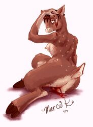 blood breasts cervine deer female hooves marci_k menophilia menstruation nude period_blood solo