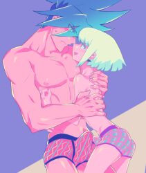 2boys androgynous boner embarrassed erection femboy galo_thymos gay lio_fotia promare size_difference skinny skinny_male twink yaoi