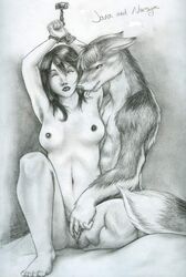 anthro bondage breasts canine couple female fingering fur furry human jana licking male masturbation monochrome narsym nipples nude pussy rebecca_vallez straight tied tongue