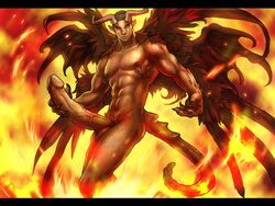 1boy demon hyper incubus male male_only penis piercing proud_of_his_cock silencio solo wings