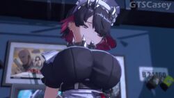 10s 1girls 3d 3d_animation animated black_hair bouncing_breasts breasts clothed clothing colored_inner_hair ellen_joe female female_only googlelover gtscasey hoyoverse light-skinned_female light_skin maid maid_headdress maid_uniform mihoyo mihoyo_technology_(shanghai)_co._ltd. multicolored_hair red_eyes red_hair shorter_than_10_seconds solo sound sound_edit sound_effects tagme third-party_edit video zenless_zone_zero