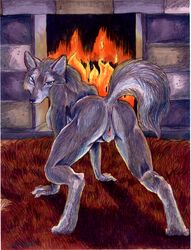 all_fours ass canine embers female fireplace hi_res presenting pussy sara_palmer scan solo wolf