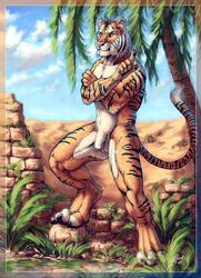 1boy anthro dasaod feline fur furry male male_only negger penis solo tiger uncut