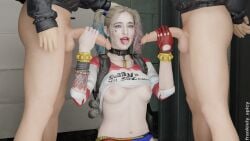 1girl2boys 1girls 2boys 2boys1girl 3d belly belly_button blender blonde_female blonde_hair blonde_hair_female blue_eyes bottomless bottomless_male celebrity cum cum_drip cum_in_mouth cum_inside cum_on_body cum_on_breasts cum_on_face cumshot dc dyed_hair female female_focus frankiely_spicy handjob harley_quinn harley_quinn_(margot_robbie) indoor indoors inside leather leather_gloves leather_harness leather_straps margot_robbie naked naked_female naked_male navel nude nude_female nude_male penis penis_grab police police_officer police_uniform shirt shirt_lift shirt_up suicide_squad suicide_squad_(2016) tattoo tattoo_on_arm tattoo_on_chest tattoo_on_face tattooed_arm tattoos threesome tongue tongue_out twintails