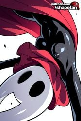 2d 2d_(artwork) 2d_artwork ai-created ai-generated ai_art ai_generated armpits barely_clothed black_eyes black_skin black_skinsuit bone_mask breasts breasts_out cape cloak cloak_only clothed cute dark-skinned_female dark_skin dress falling female fit fit_female full_body hollow_eyes hollow_knight hollow_knight:_silksong hornet_(hollow_knight) legs mask masked masked_female medium_boobs medium_breasts medium_tits midriff naked nipples nude red_cloak red_clothing red_dress shapefan silksong simple simple_background simple_shading skinny skinny_girl skinsuit skull slender_body slim slim_waist thrown upside-down video_game_character video_games white_mask