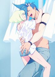 2boys androgynous ass_grab clothed clothing femboy galo_thymos gay lio_fotia promare questionable size_difference twink wholesome yaoi
