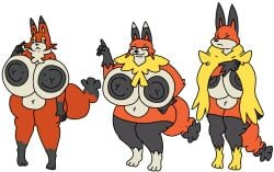 anthro anthro_female anthro_only belly big_breasts big_nipples breasts dahliathefox fanart furry furry_female furry_only huge_boobs huge_breasts huge_nipples hyper_boobs hyper_breasts hyper_nipples hyper_tits kitsunox_(nexomon) nexomon nexomon_(species) nipples nude nude_female vulazy_(nexomon) vulpep_(nexomon)