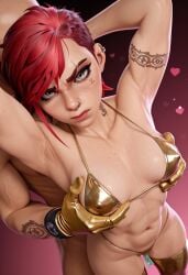 ai_generated angry_face arcane arcane_vi dykes forced golden_bikini grabbing_breasts holding_breast holding_pussy league_of_legends lesbian_conversion lesbian_correction lesbian_with_male netflix netorare orientation_play tagme vi