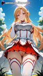 1girls 2025 ai_assisted ai_generated anime artist_name ass_visible_through_thighs asuna_(sao) bangs blue_sky blush breast breasts brown_eyes bust chest clitoral_hood cloud cloudy_sky crotch day dripping_pussy explicit exposed_pussy eyebrows_visible_through_hair female female_genitalia from_below genitals grass hi_res high_quality high_resolution highres juicy_pussy lens_flare long_hair looking_at_viewer no_panties outdoors palm_tree patreon patreon_username pleated_skirt pussy pussy_lips pussy_peek red_skirt shaved_pussy skirt sky skypassion slit smile solo stable_diffusion standing sun sunlight sword_art_online thighhighs thighs tight_pussy tree uncensored_pussy uncensored_vagina vagina vulva watermark wet_pussy white_legwear yuuki_asuna