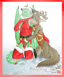 2005 anthro ayato_(furry_artist) brokenwing bulge christmas chubby dragon feline fur furry furry_only gay glasses holidays male no_humans scalie