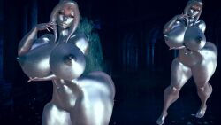 abs avengers big_ass big_breasts curvy huge_ass huge_breasts jocasta marvel marvel_comics muscles red_eyes robot_girl silver_body silver_skin