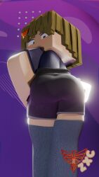 1female 1girls 1woman 3d 3d_render abstract_background ass ass_focus black_shorts blender blender3d blender_(software) blender_cycles blue_shirt blue_stockings booty_shorts brown_hair cat_stockings cat_thighhighs cat_thighighs clothed clothed_female clothed_woman dolphin_shorts enigma_zxc female from_behind from_behind_view from_below_view hi_res high_quality high_resolution highres looking_at_viewer microsoft minecraft mojang original_character presenting_ass self_upload shirt shorts stockings sunny_(enigma_zxc) tagme thighhighs thighs