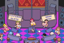2025 5girls being_watched bikini bouncing_breasts breasts hyper_breasts kumatora mother_(series) mother_3 nintendo pasties pink_hair pixel pixel_animation pixel_art pixelated strip_club stripped stripper_pole tagme video