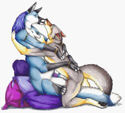 anthro anthro_on_anthro canine female fondling fox fur furry_ears furry_tail grey_fox linsey_huish male male/female missionary_position pillow sex sidian straight tail taur umami_sutra