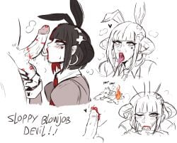 ahe_gao black_hair black_nails blowjob blowjob_face blush bob_cut bunny_ears bunnysuit crossdressing deep_throat deepthroat deepthroat_mark demon_horns eye_contact eyelashes fellatio femboy femboymaycry fringe hoop_earrings horns kiss_mark kissing licking_penis lipstick lipstick_mark lipstick_on_penis loggus_doggus nail_polish oral oral_sex panting pov red_eyeshadow red_lipstick reverse_bunnysuit seductive_mouth sketch sketch_page sloppy_blowjob throat tongue_out