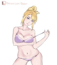 baser_guy belly big_ass big_butt blonde_hair bra breasts character_request cleavage clothing feet female female_focus female_only huge_breasts large_breasts light_skin lingerie original original_character short_hair standing thick_thighs toes underwear white_background wide_hips