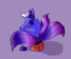 animated anthro bodily_fluids canid canine crescentcanine female food fruit fur generation_1_pokemon genital_fluids genitals hair halloween holidays mammal ninetales nintendo nude peeing plant pokemon pokemon_(species) shaded simple_background smile solo urine urine_stream video_games watersports wetting