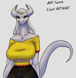 art artist big_breasts feretta fur furry image mis'alia reptile reptile_humanoid sfw white_hair yiff