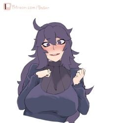 baser_guy breasts clothing crazy dress female female_focus female_only hex_maniac huge_breasts large_breasts nintendo pokemon purple_hair short_hair thick_thighs turtle_neck white_background wide_hips