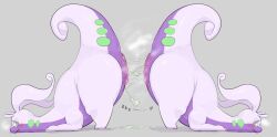 blush bodily_fluids dragon duo female generation_6_pokemon genital_fluids genitals goodra green_eyes hi_res nintendo nude pokemon pokemon_(species) pussy smile solterv video_games