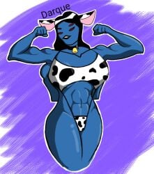 4_arms 4_eyes abs alien_girl ben_10 blue_skin cartoon_network colored cow_bikini darqueafterdark female multi_arm multi_eye multi_limb muscular_female ophelia_(darqueafterdark) taller_female tetramand