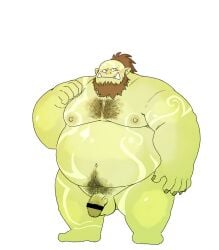 2022 balls belly big_belly censored chiro_(artist) flaccid genitals green_body hi_res humanoid humanoid_genitalia humanoid_hands humanoid_penis male male_only moobs nipples orc orc_male overweight overweight_male penis pubes simple_background solo solo_male white_background