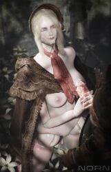 1boy 1girls 3d 3d_(artwork) bloodborne blowjob blowjob_face blue_eyes bonnet breasts cleft_of_venus cloak cum cum_on_breasts cum_on_face cum_on_fingers cum_on_penis doll doll_joints fromsoftware handjob holding_penis hunter_(bloodborne) large_breasts looking_at_partner male/female nipples norn3d nude nude_female pale-skinned_female pale_skin penis penis_grab plain_doll pussy scarf white_hair