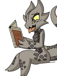 anthro anthro_only ass book coal_(rakkuguy) doom_sire female furry furry_tail kobold reading reading_book reddit reptile reptile_humanoid reptilian thick_thighs tongue tongue_out