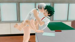 anal anal_penetration anal_sex barefoot big_penis clothed clothes erection feet gay izuku_midoriya leg_hug leg_lock leg_wrap my_hero_academia sex shouto_todoroki toes