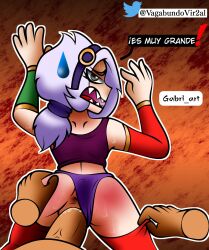 anus ass brawl_stars colette_(brawl_stars) dark_skin gabri_art light-skinned_male niltroxxfemboygay panties penis penis_in_pussy spanish_text tagme text vaginal_penetration vaginal_sex white_hair