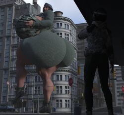 ass_expansion breast_expansion bubble_butt city ela_(rainbow_six) fat_ass giantess hyper_ass hyper_breasts polakpeasant rainbow_six rainbow_six_siege sisters size_difference zofia_(rainbow_six)