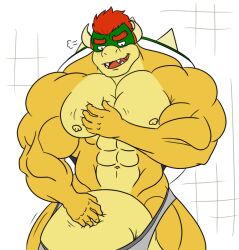 abs anthro anthro_only bedroom_eyes biceps big_biceps big_muscles big_pecs big_penis blush blush_lines bowser bughemoth bulge clothing genitals huge_cock hyper hyper_genitalia hyper_penis koopa luigiman male male_only mario_(series) muscular narrowed_eyes nintendo nipples pecs penis scalie seductive shell solo underwear video_games