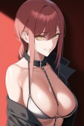 1girls ai_generated big_ass big_breasts busty chainsaw_man cleavage female female_only kayahkiss light-skinned_female makima_(chainsaw_man) nai_diffusion red_hair shounen_jump stable_diffusion