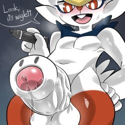 anthro blush cinderace dialogue english_text fur furry furry_only generation_8_pokemon hi_res lagomorph leporid male male_only mammal marker_(artwork) monodie nintendo penis pokemon pokemon_(species) rabbit solo text traditional_media_(artwork) video_games wiglett